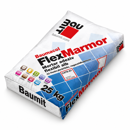 Adeziv flexibil alb Baumit Baumacol FlexMarmor C2TE S1, 25 kg